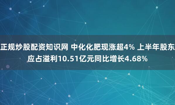 正规炒股配资知识网 中化化肥现涨超4% 上半年股东应占溢利10.51亿元同比增长4.68%
